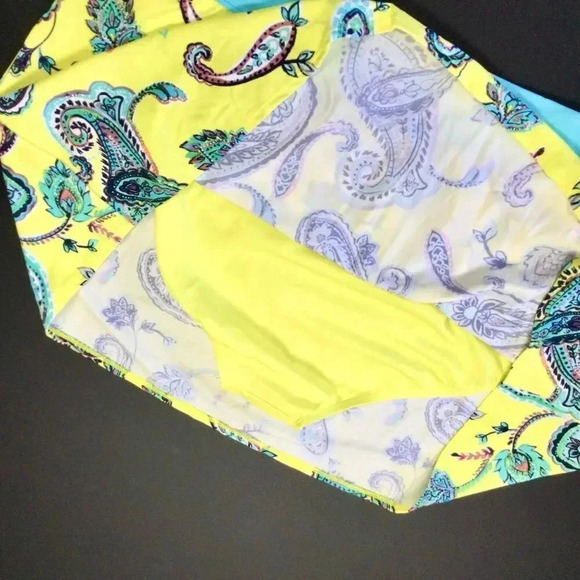 NWT Womens Yellow Tortoise Blue Paisley Mini A-Line Skort Skirt Size Plus 24W - Picture 4 of 8